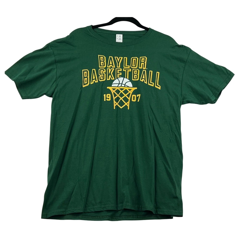 Baylor Basketball T-Shirt Mens Large Green Graphic Short Sleeve NCAA 1907 Tee